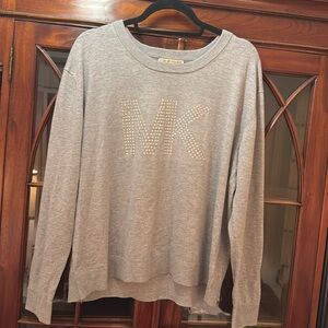 Michael Kors Crewneck Sweatshirt with MK Logo in Rhinestones